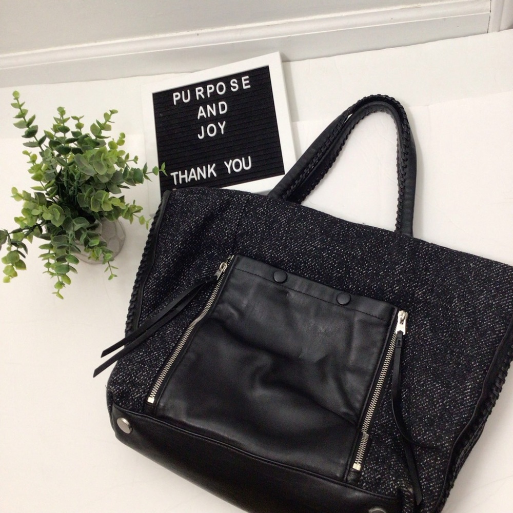 All Saints black leather tote bag